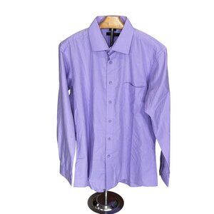 Mens Marquis Signature Slim Fit Lavender Long Sleeve Dress Shirt Size 16 34/35